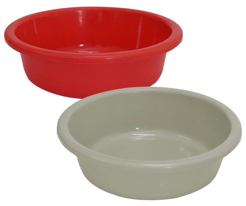 Kuber Industries Kuber Industries Multiuses Unbreakable Plastic Knead Dough Basket/Basin Bowl For Home & Kitchen 6 Ltr- Pack of 2 (Red & Grey)  - Image 1