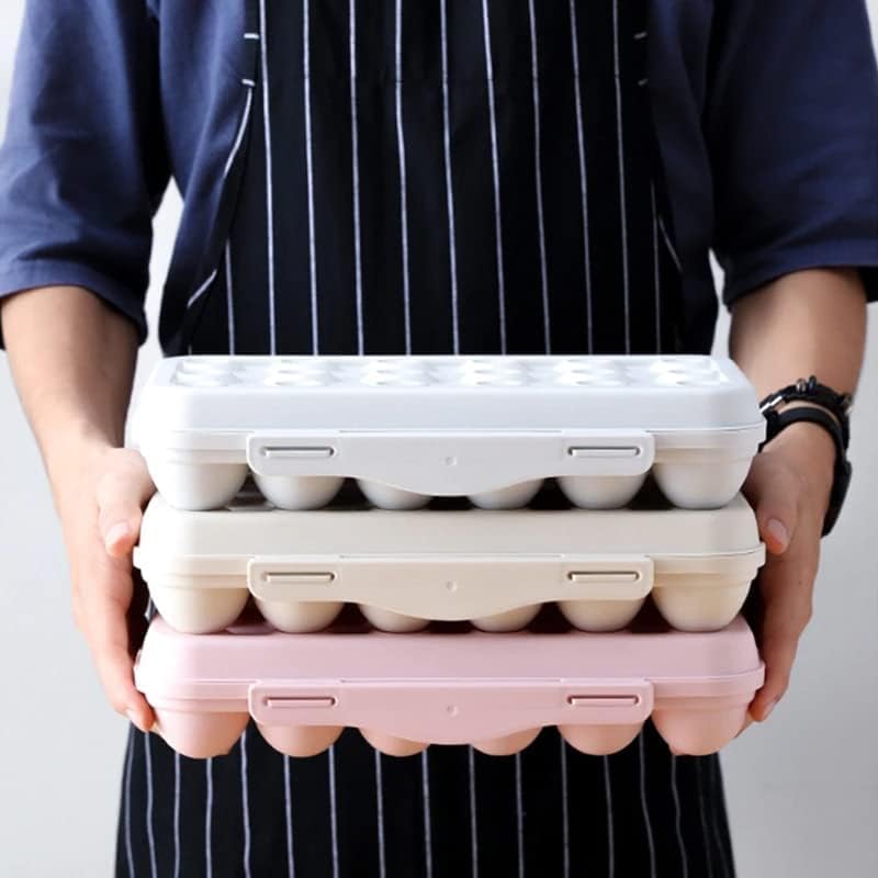 Drumil 18 Grid Egg Storage Box Egg Holder for Refrigerator Travel Egg Storage Container Plastic Refrigerator Egg Tray Camping Egg Box Deviled Egg Tray Carrier with Lid Fit Pack of 2  - Image 5