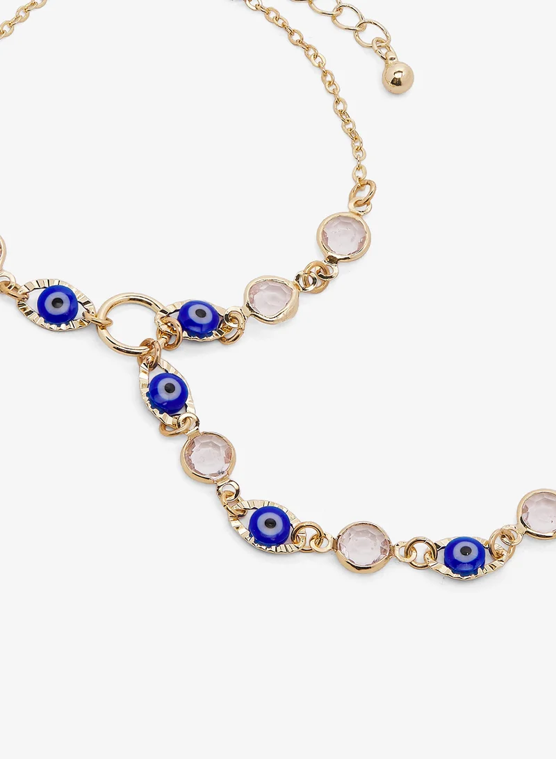 Ginger Evil Eye Detail Dainty Hand Jewelry