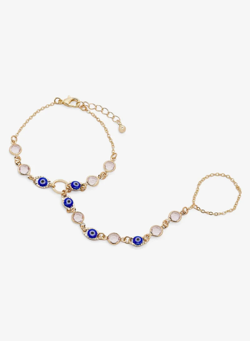 Ginger Evil Eye Detail Dainty Hand Jewelry