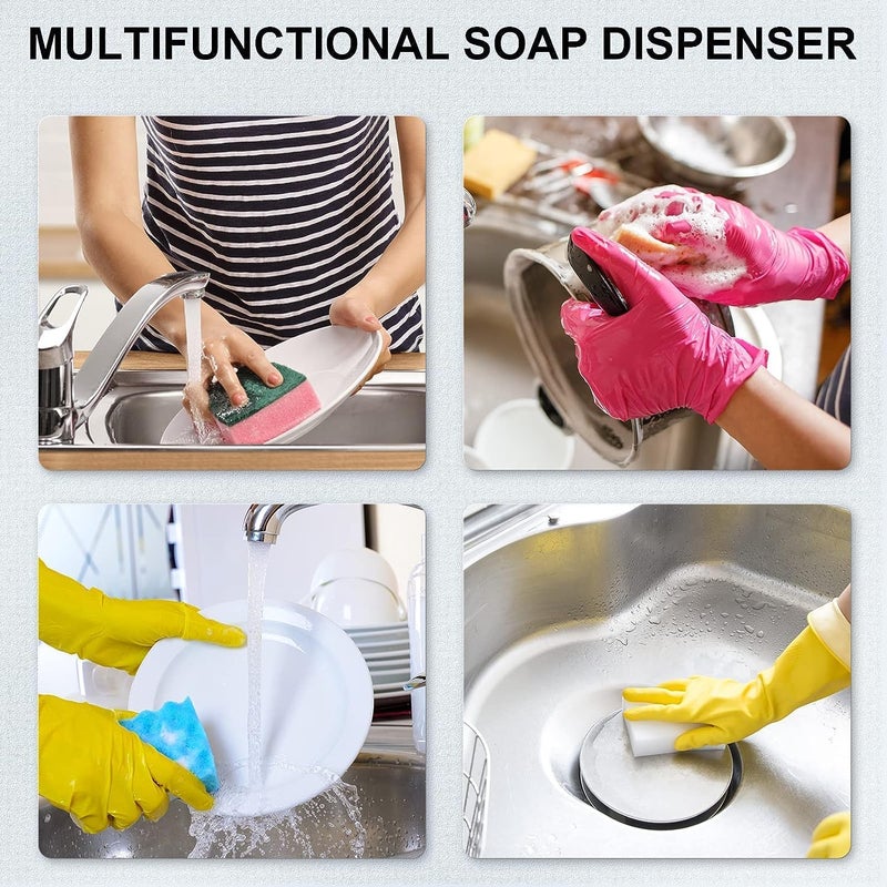Generic 3 in 1 Multifunctional Dish Soap Dispenser for Kitchen Sink, Dish Washing Liquid Soap Dispenser with Sponge Holder, Includes 1 Sponge - Image 3