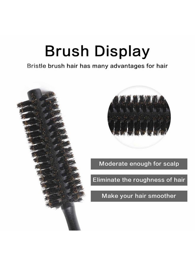 Sliverdew Boar Bristle Round Hair Brush For Women Small Mini Round Brush For Blow Drying Roll Hairbrush With Natural Wooden Handle Curling Brush For Women Beard Brush For Men - Image 4