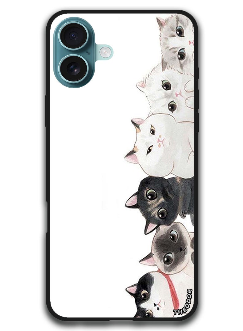 Theodor Protective Case Anti Scratch Shock Proof Bumper Cover For iPhone 16 (6.1)-inch Cute Cats - Image 1