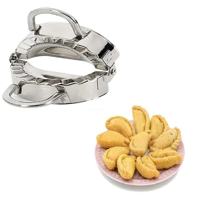 DAIDSUKE Pack of 1 Stainless Steel Ghughra Momos Dumpling Maker Mould Dough Press Mould Wrapper Dough Cutter for Kitchen Making Tools - Image 1