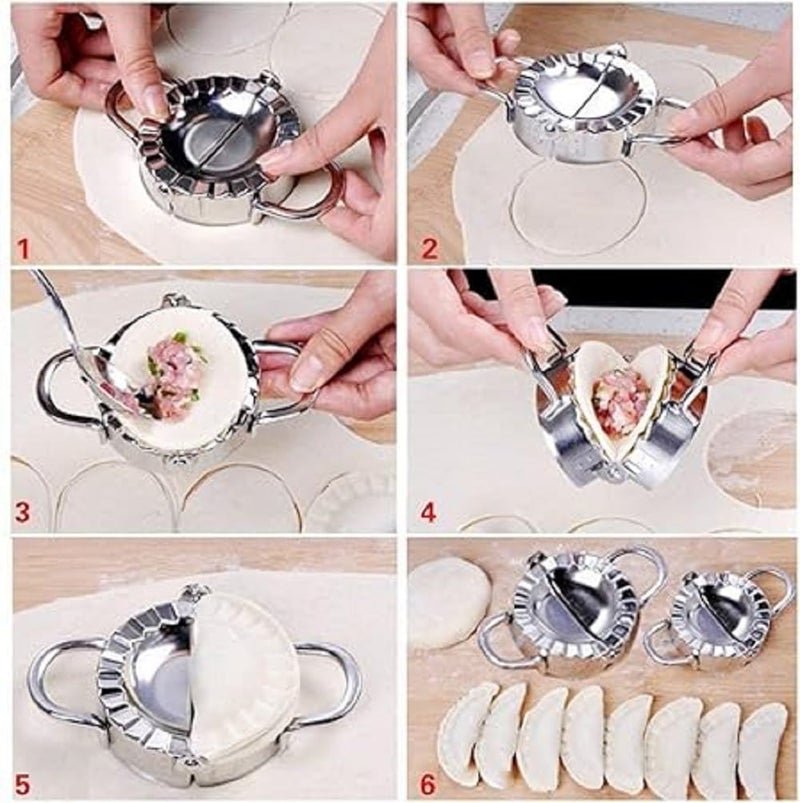 DAIDSUKE Pack of 1 Stainless Steel Ghughra Momos Dumpling Maker Mould Dough Press Mould Wrapper Dough Cutter for Kitchen Making Tools - Image 3