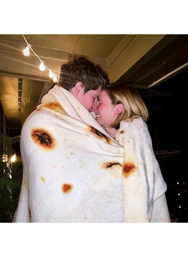 NIBEMINENT 73in White Elephant Gifts for Adults Useful Burrito Tortilla Blanket Funny Throw Blankets Women Men Round Soft Flannel Taco Food Novelty Gag - Image 4