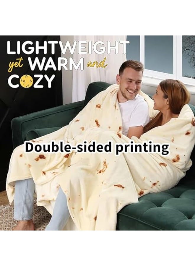 NIBEMINENT 73in White Elephant Gifts for Adults Useful Burrito Tortilla Blanket Funny Throw Blankets Women Men Round Soft Flannel Taco Food Novelty Gag - Image 2