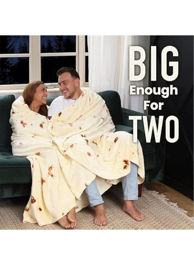 NIBEMINENT 73in White Elephant Gifts for Adults Useful Burrito Tortilla Blanket Funny Throw Blankets Women Men Round Soft Flannel Taco Food Novelty Gag - Image 5