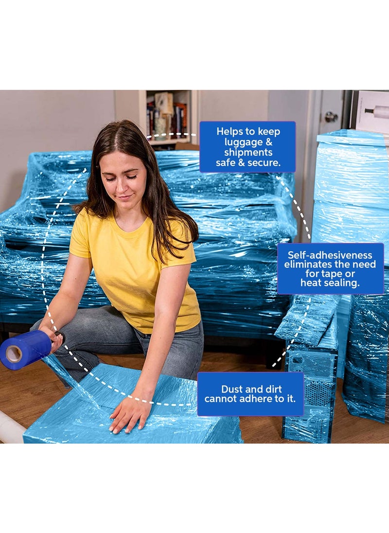 Hi Care - Stretch Film Plastic Wrap Roll –Blue- Industrial Heavy Duty Shrink Wrap Cling Film For Packing Furniture, Luggage Wrapping, Plastic Roll For Moving Supplies - Image 1