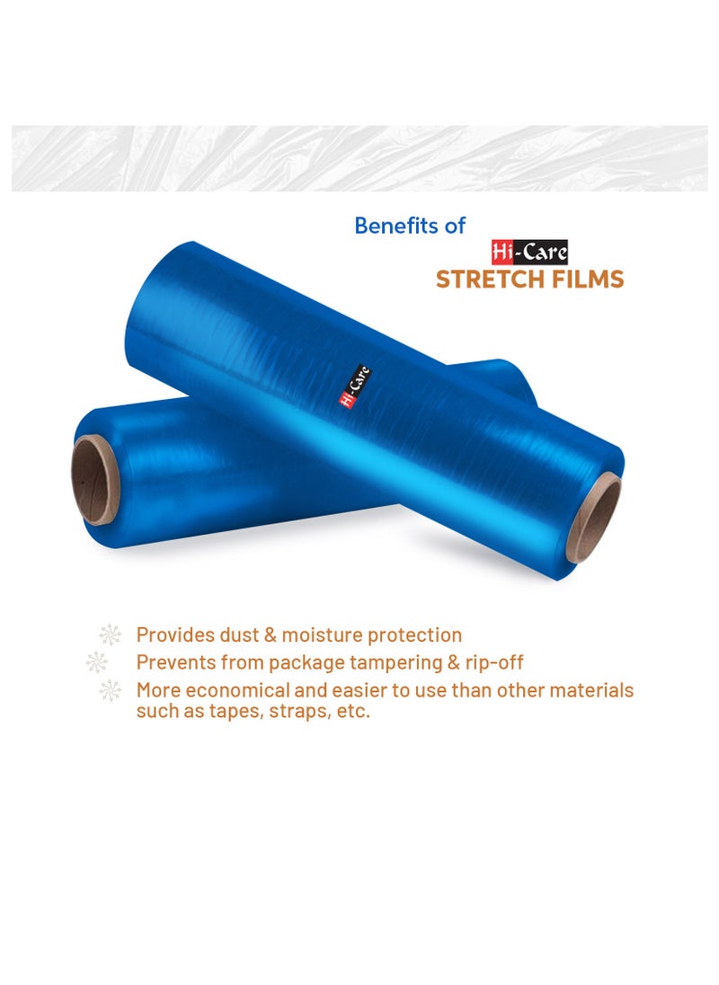 Hi Care - Stretch Film Plastic Wrap Roll –Blue- Industrial Heavy Duty Shrink Wrap Cling Film For Packing Furniture, Luggage Wrapping, Plastic Roll For Moving Supplies - Image 1