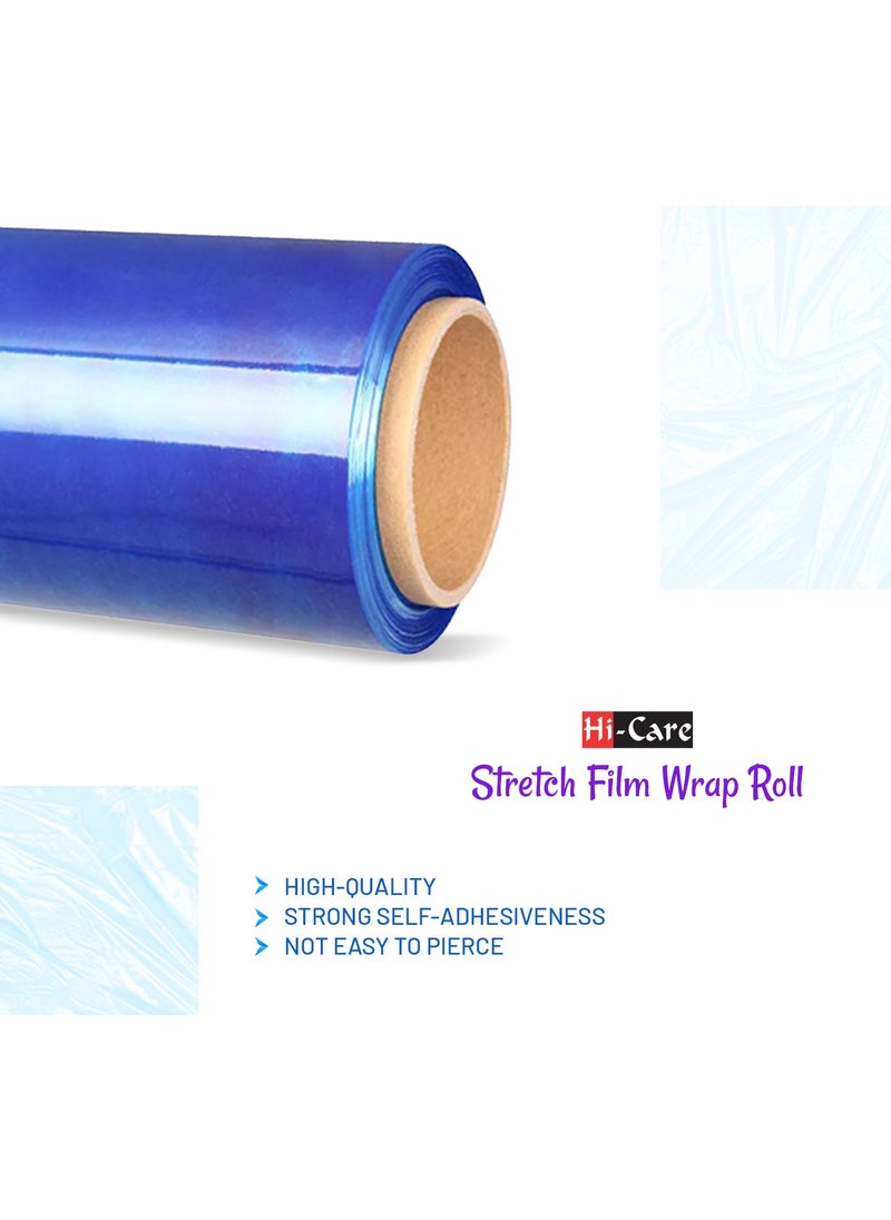Hi Care - Stretch Film Plastic Wrap Roll –Blue- Industrial Heavy Duty Shrink Wrap Cling Film For Packing Furniture, Luggage Wrapping, Plastic Roll For Moving Supplies - Image 1