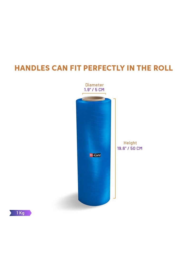 Hi Care - Stretch Film Plastic Wrap Roll –Blue- Industrial Heavy Duty Shrink Wrap Cling Film For Packing Furniture, Luggage Wrapping, Plastic Roll For Moving Supplies - Image 1