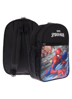 Kuber Industries Kuber Industries Marvel Spider-Man School Bag|2 Compartment Rexine School Bagpack|School Bag for Kids|School Bags for Girls with Zipper Closure|Small Size (Black)  - Image 5