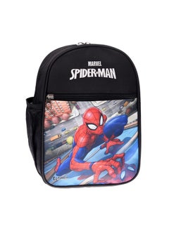 Kuber Industries Kuber Industries Marvel Spider-Man School Bag|2 Compartment Rexine School Bagpack|School Bag for Kids|School Bags for Girls with Zipper Closure|Small Size (Black)  - Image 1