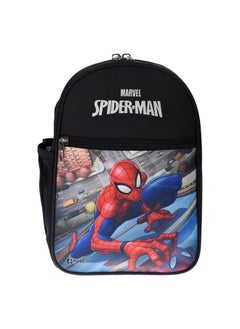 Kuber Industries Kuber Industries Marvel Spider-Man School Bag|2 Compartment Rexine School Bagpack|School Bag for Kids|School Bags for Girls with Zipper Closure|Small Size (Black)  - Image 2