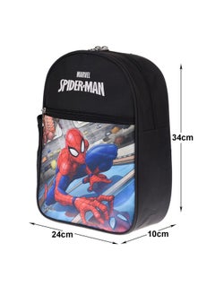 Kuber Industries Kuber Industries Marvel Spider-Man School Bag|2 Compartment Rexine School Bagpack|School Bag for Kids|School Bags for Girls with Zipper Closure|Small Size (Black)  - Image 3