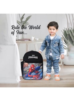 Kuber Industries Kuber Industries Marvel Spider-Man School Bag|2 Compartment Rexine School Bagpack|School Bag for Kids|School Bags for Girls with Zipper Closure|Small Size (Black)  - Image 4