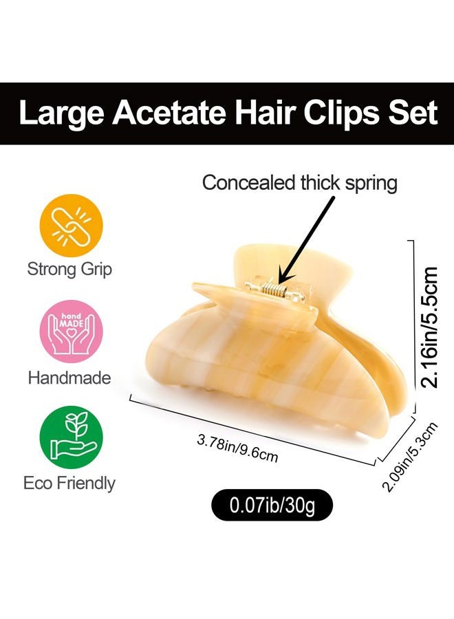 Fsmiling Big Claw Hair Clips for Women Hair Jaw Clips Large Hair Claw Clamps Acetate Hair Clip 2 Pack,Black/Beige - Image 5
