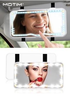 Motim Car Visor Vanity Mirror, LED Makeup Mirror 3 Light Modes & 62 LED Lights, Dimmable Touch Control Mirror, Rechargeable Universal Rear View Cosmetic Mirror for Auto Car Truck SUV  - Image 1