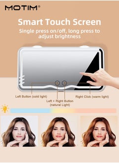 Motim Car Visor Vanity Mirror, LED Makeup Mirror 3 Light Modes & 62 LED Lights, Dimmable Touch Control Mirror, Rechargeable Universal Rear View Cosmetic Mirror for Auto Car Truck SUV  - Image 2