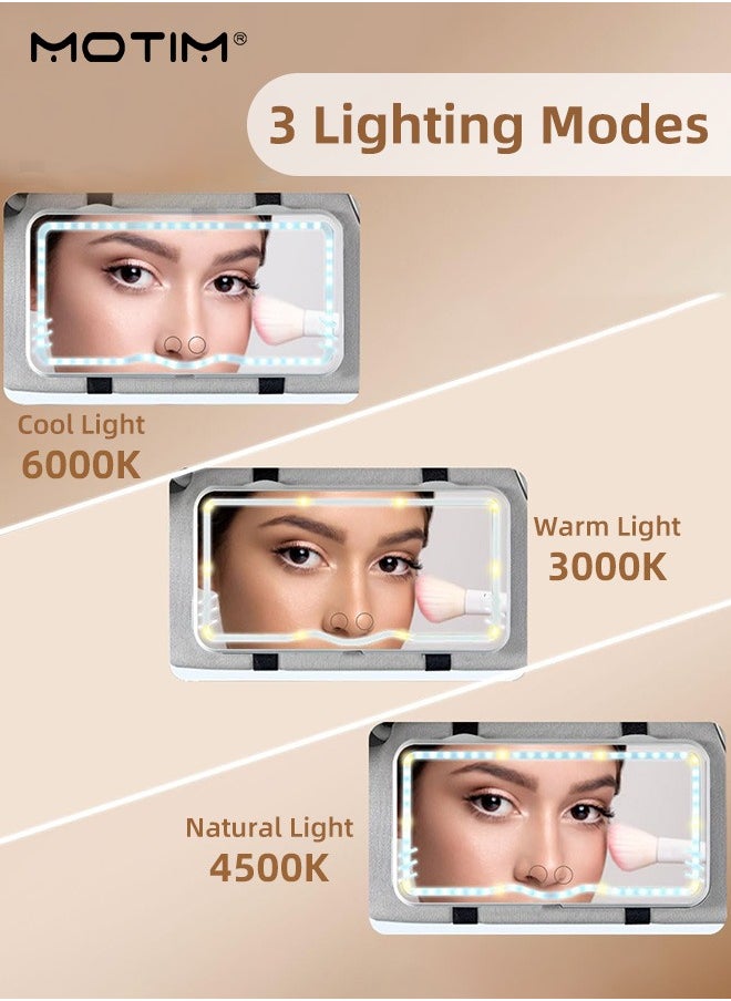 Motim Car Visor Vanity Mirror, 3 Light Modes & 62 LEDs, Dimmable Touch Control Makeup Mirror Rechargeable, Universal Rear View Cosmetic Mirror for Auto Car Truck SUV  - Image 3