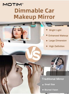 Motim Car Visor Vanity Mirror, LED Makeup Mirror 3 Light Modes & 62 LED Lights, Dimmable Touch Control Mirror, Rechargeable Universal Rear View Cosmetic Mirror for Auto Car Truck SUV  - Image 4