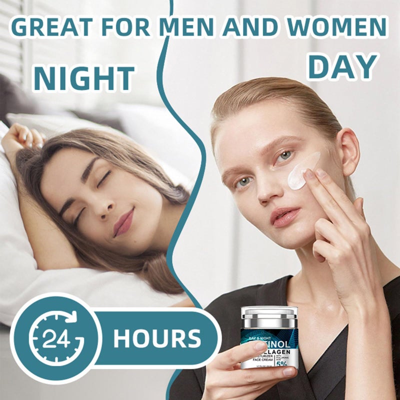 Grospe Retinol Collagen Cream for Face with 5% Hyaluronic Acid Anti-Aging Cream Anti-Wrinkle Reduce Fine Lines Lifting and Firming 24-Hour Facial Care Suitable For All Skin Types - Image 4