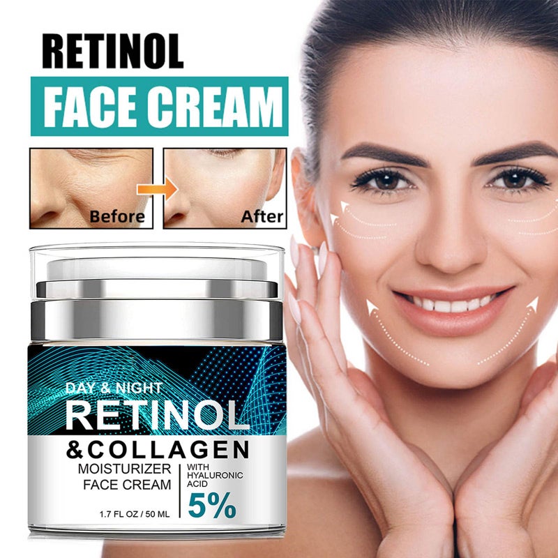 Grospe Retinol Collagen Cream for Face with 5% Hyaluronic Acid Anti-Aging Cream Anti-Wrinkle Reduce Fine Lines Lifting and Firming 24-Hour Facial Care Suitable For All Skin Types - Image 2