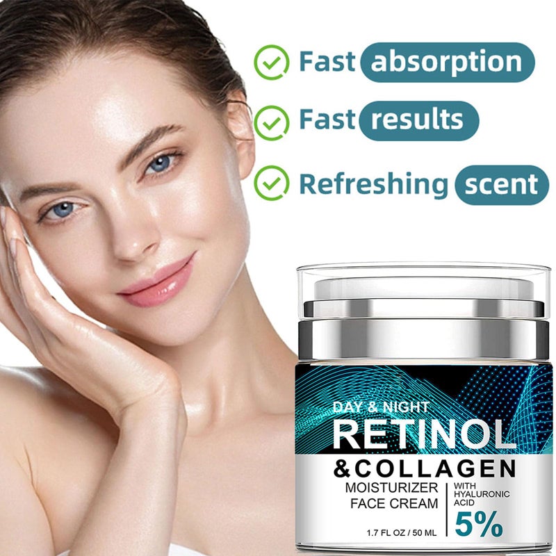 Grospe Retinol Collagen Cream for Face with 5% Hyaluronic Acid Anti-Aging Cream Anti-Wrinkle Reduce Fine Lines Lifting and Firming 24-Hour Facial Care Suitable For All Skin Types - Image 3