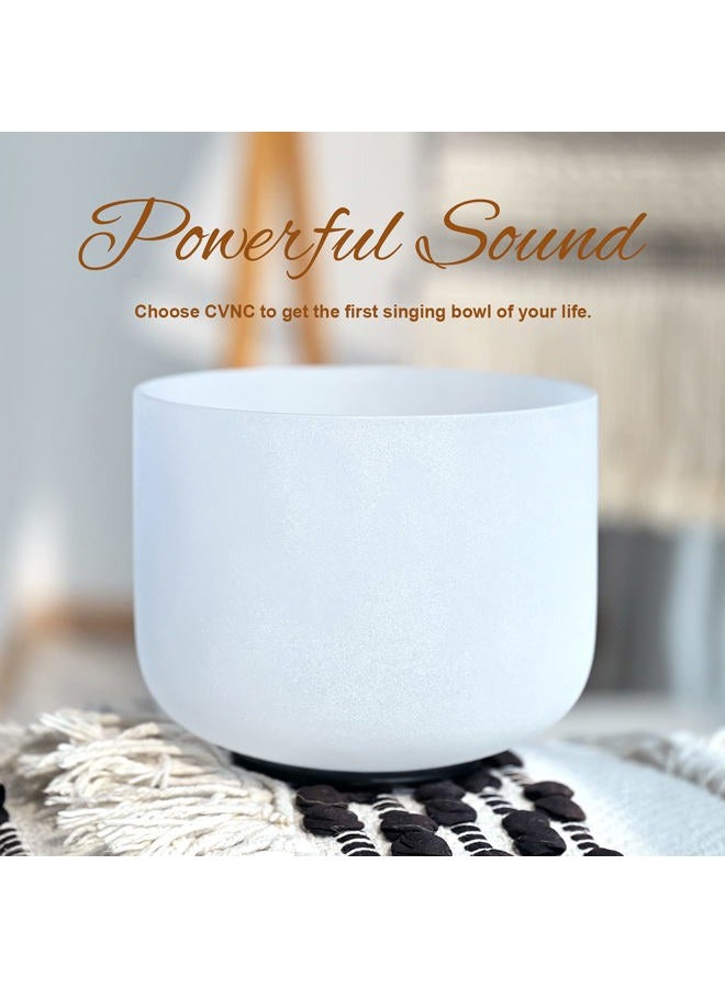 CVNC 440HZ 8 Inch C Note Root Chakra Frosted Quartz Crystal Singing Bowl with Mallet and O-ring for Sound Healing Meditation - Image 4