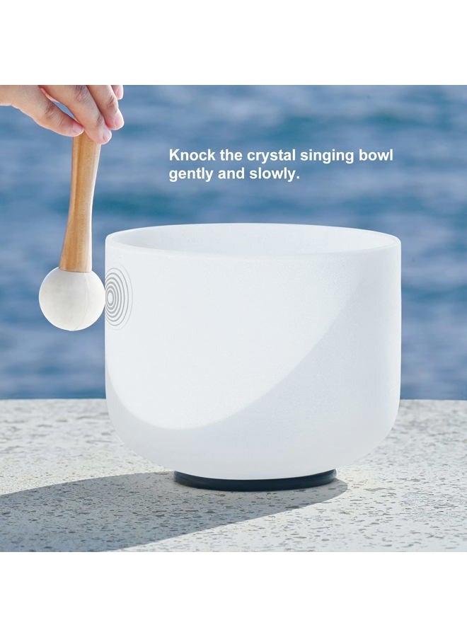 CVNC 440HZ 8 Inch C Note Root Chakra Frosted Quartz Crystal Singing Bowl with Mallet and O-ring for Sound Healing Meditation - Image 5