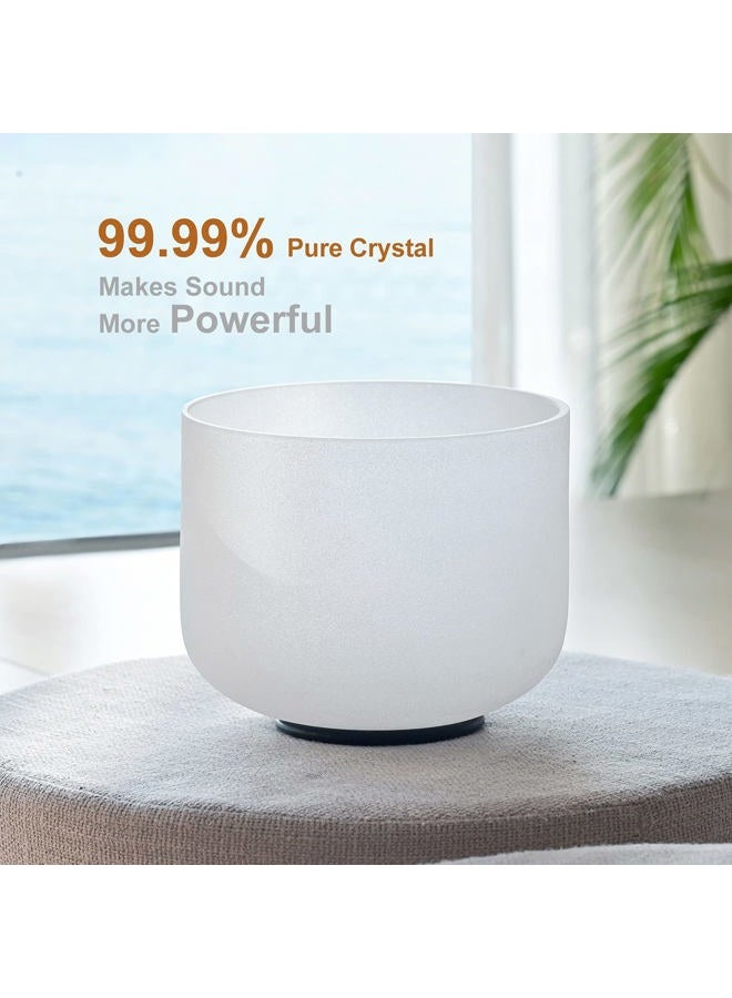 CVNC 440HZ 8 Inch C Note Root Chakra Frosted Quartz Crystal Singing Bowl with Mallet and O-ring for Sound Healing Meditation - Image 2