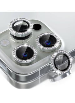 NAFO Compatible for iPhone 16 Pro/iPhone 16 Pro Max Camera Lens Protector Bling, 9H Tempered Glass Camera Cover Screen Protector Metal Ring Decoration Accessories (Diamond-Silver)  - Image 1