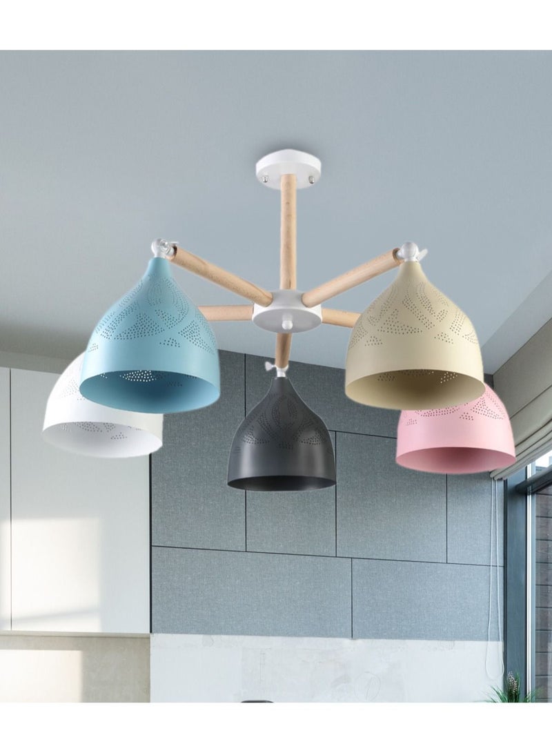 El Rawda Lighting Naomi Perforated Ceiling Lamp - 5 Lamps | modern decorative LED E27 pendant light ceiling lamp hanging | suitable for any room | Color: Multicolor | Size: 42x67 cm - Image 1