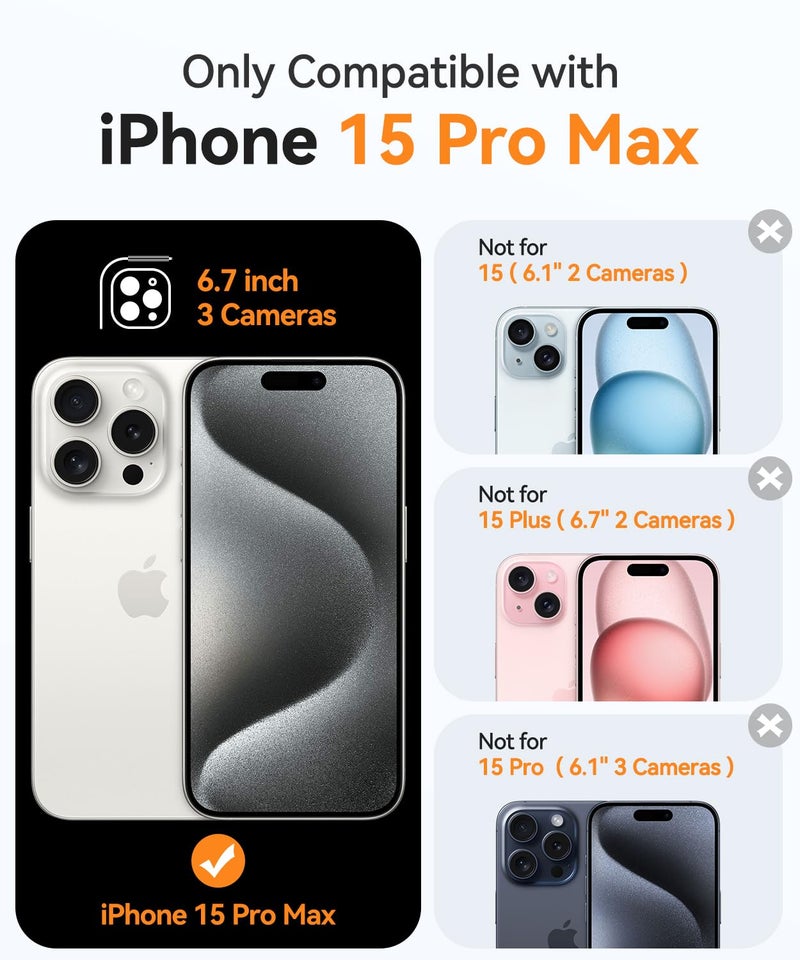 كانشن CANSHN Magnetic Compatible with iPhone 15 Pro Max Case, Compatible with MagSafe, Upgraded [Full Camera Protection], [Military Grade Drop Tested] Translucent Matte Back 6.7 inch,Hot Pink - Image 2