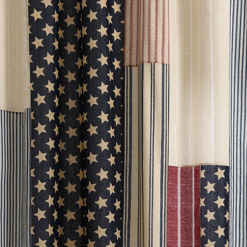 Modern Heirloom Americana Patchwork Fabric Shower Curtain, Machine Washable, 72" x 72", Red/Blue - Image 3