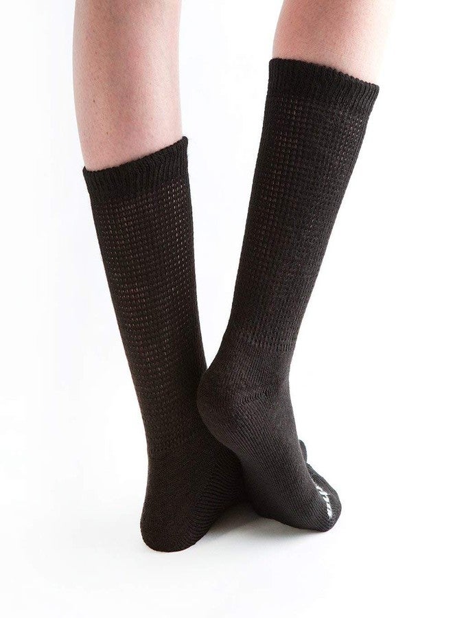 Doc Ortho Ultra Soft Loose Fit Diabetic Socks for Men and Women, 3 Pairs, Crew - Black - Image 3