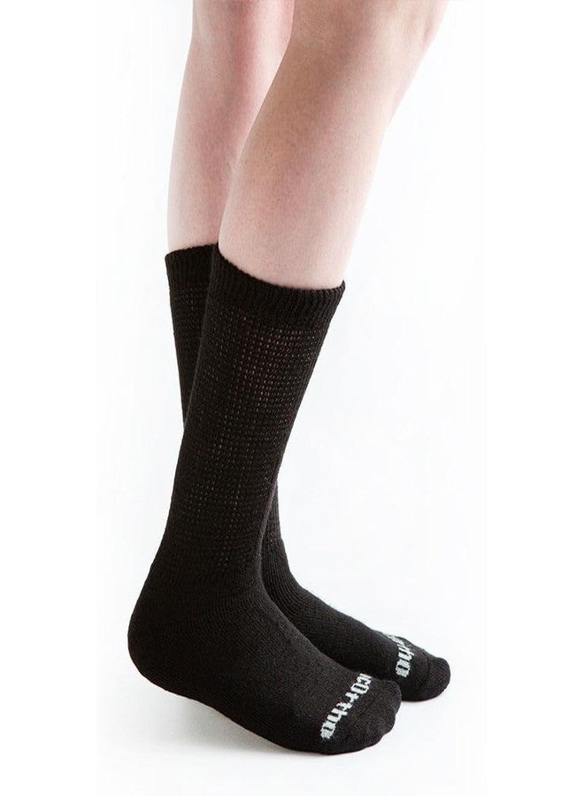 Doc Ortho Ultra Soft Loose Fit Diabetic Socks for Men and Women, 3 Pairs, Crew - Black - Image 2