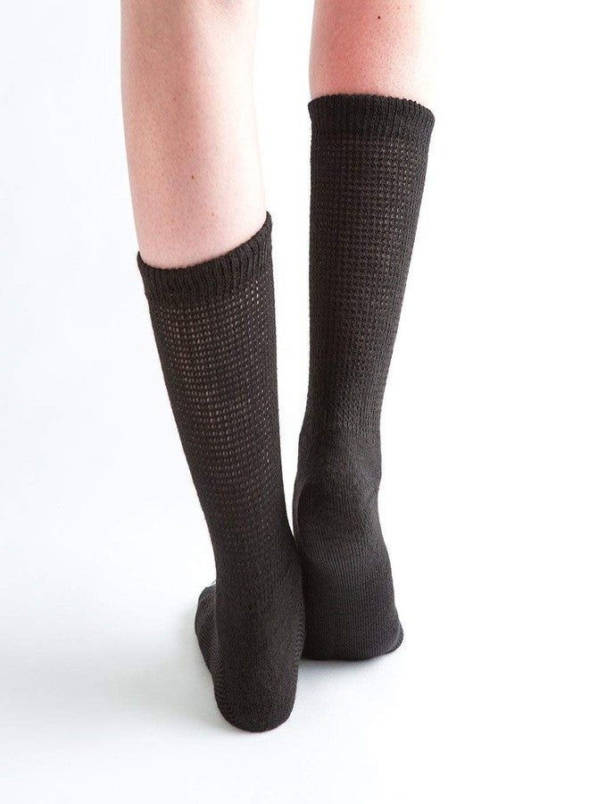 Doc Ortho Ultra Soft Loose Fit Diabetic Socks for Men and Women, 3 Pairs, Crew - Black - Image 4