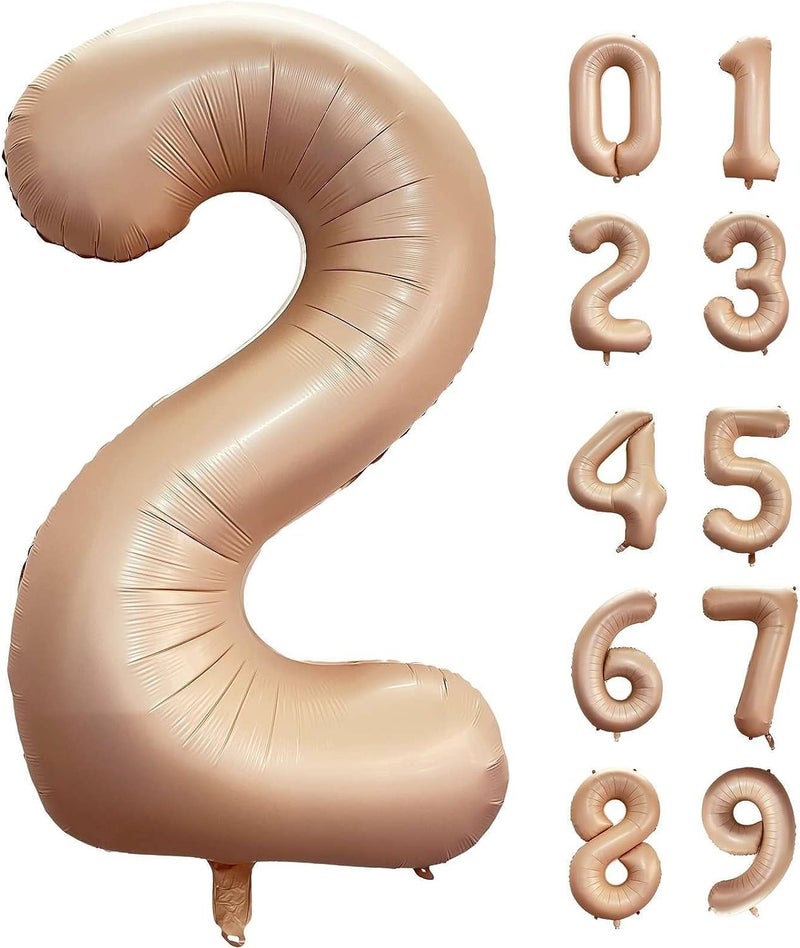 Atpata Funky #2 Elegant Caramel Colour JUMBO 40 INCH Number Balloons Set | 0 to 9 Digit Shapes | Decorative Balloons for Milestones & Celebrations - Image 1