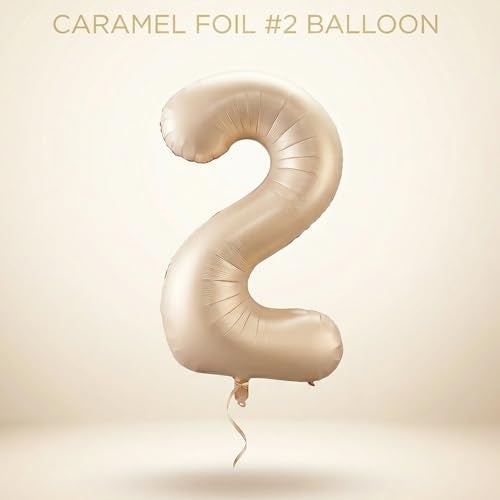 Atpata Funky #2 Elegant Caramel Colour JUMBO 40 INCH Number Balloons Set | 0 to 9 Digit Shapes | Decorative Balloons for Milestones & Celebrations - Image 2