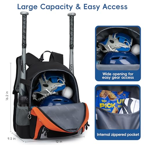 KAVIGOR 2026 Youth Baseball & Softball Bag | Ultra-Light Tball Backpack with Shoe Compartment & Helmet Holder | Skin-Soft Fabric - Image 3