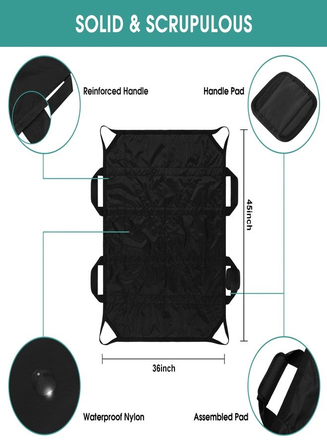 TINFAU 45" x 36" Positioning Bed Pad with Handles Washable Draw Sheets for Hospital Bed Ridden Patient Clothes Waterproof Glide Sheets for Patients Moving Pad for Lifting &Transfer Sheet Nylon, Black - Image 3