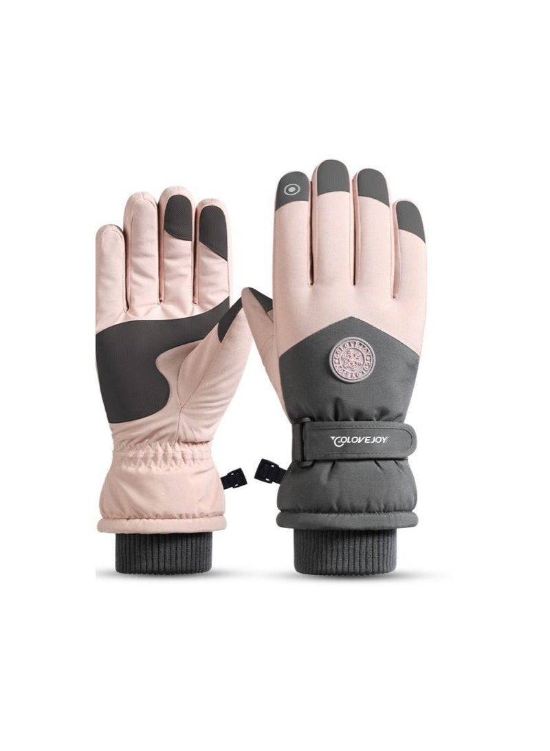 Golovejoy Women's Outdoor Plush Warm And Cold Proof Gloves In Winter 