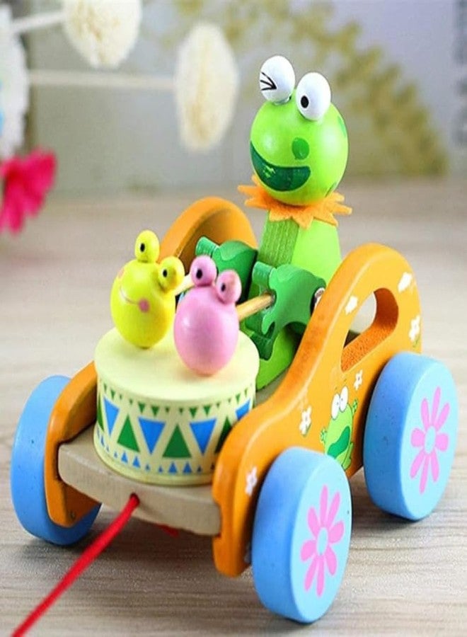 SubiMouIQ Montessori Wooden Baby Toy - Musical Bunny Drummer Push & Pull Walker | Educational Early Learning Toy for Toddlers | Multicolor Pull-Along Car for Babies | Newborn Gift - 11x13x11 cm - Image 4
