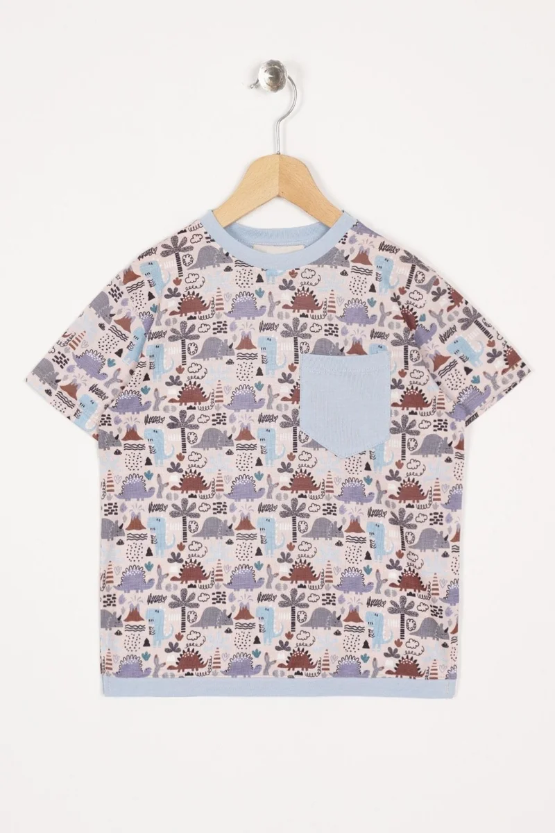 WEWE 123242 Boy 3-7 Years Old Applique Pocket Detailed T-shirt