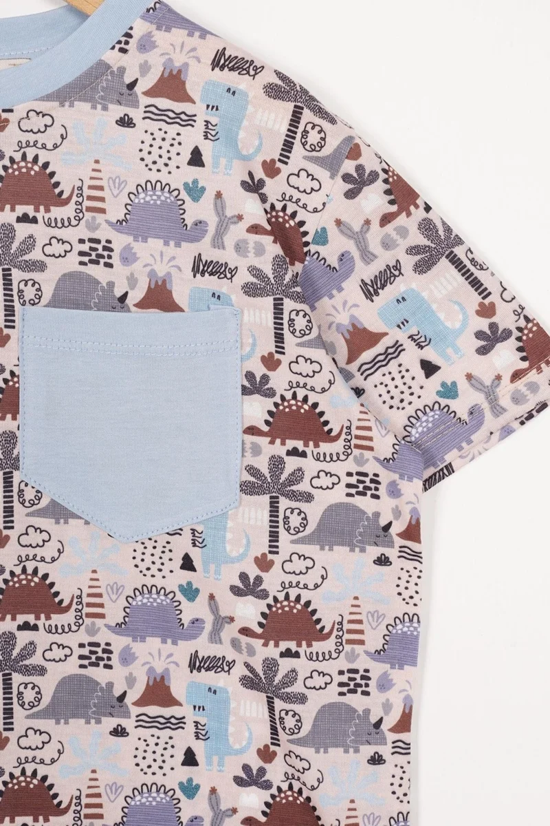 WEWE 123242 Boy 3-7 Years Old Applique Pocket Detailed T-shirt