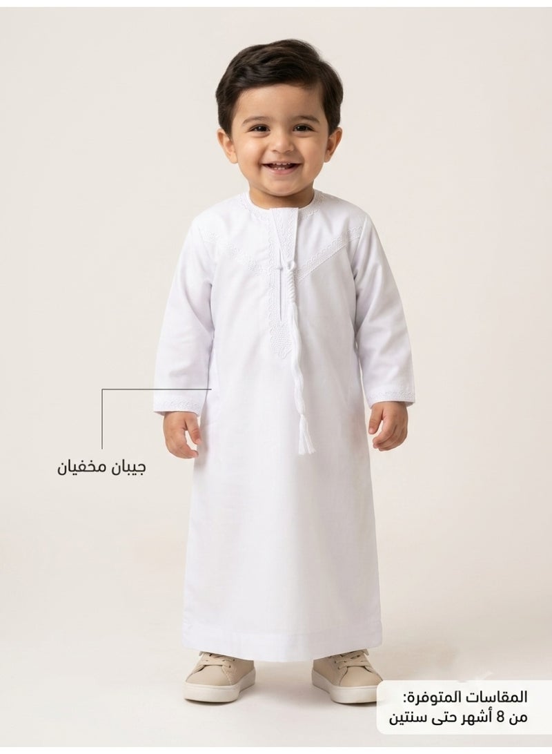Children's nightgown, Omani and newborn thobe, seven-piece thobe, Emirati boy's thobe, children's nightgown, newborn nightgown, short-sleeved thobe, half-sleeved nightgown, sleep shirt, short-sleeved Saudi nightgown, loose-fitting nightgown, house shirt, newborn gifts, baby gifts, infant gifts, baby gifts, boy's gifts, children's clothes, gift for boys - Image 1