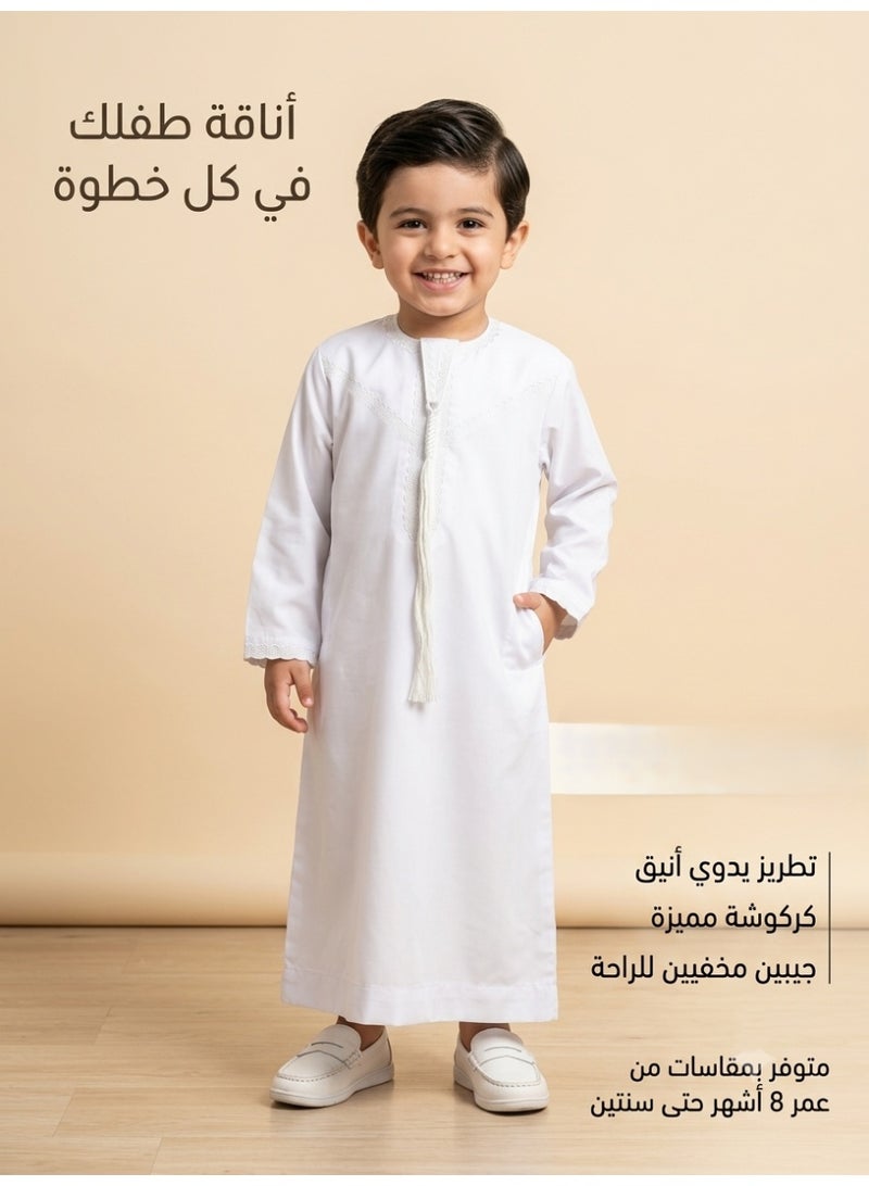 Children's nightgown, Omani and newborn thobe, seven-piece thobe, Emirati boy's thobe, children's nightgown, newborn nightgown, short-sleeved thobe, half-sleeved nightgown, sleep shirt, short-sleeved Saudi nightgown, loose-fitting nightgown, house shirt, newborn gifts, baby gifts, infant gifts, baby gifts, boy's gifts, children's clothes, gift for boys - Image 2