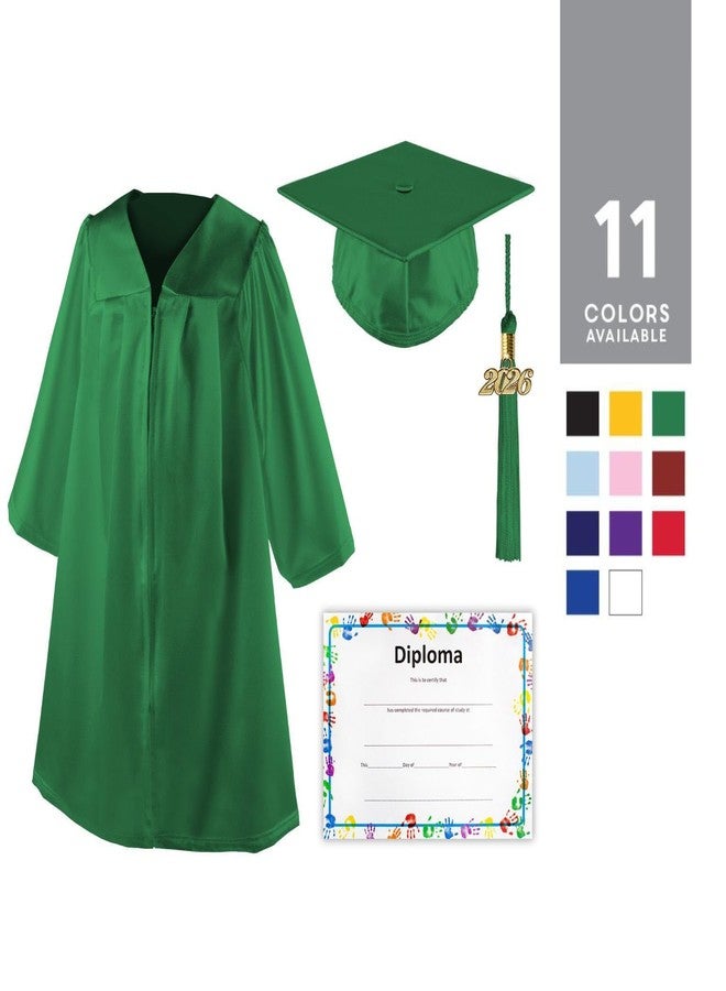 Class Act Graduation Shiny Kindergarten Preschool Graduation Cap and Gown with Matching Tassel and Diploma Certificate, White - Image 2